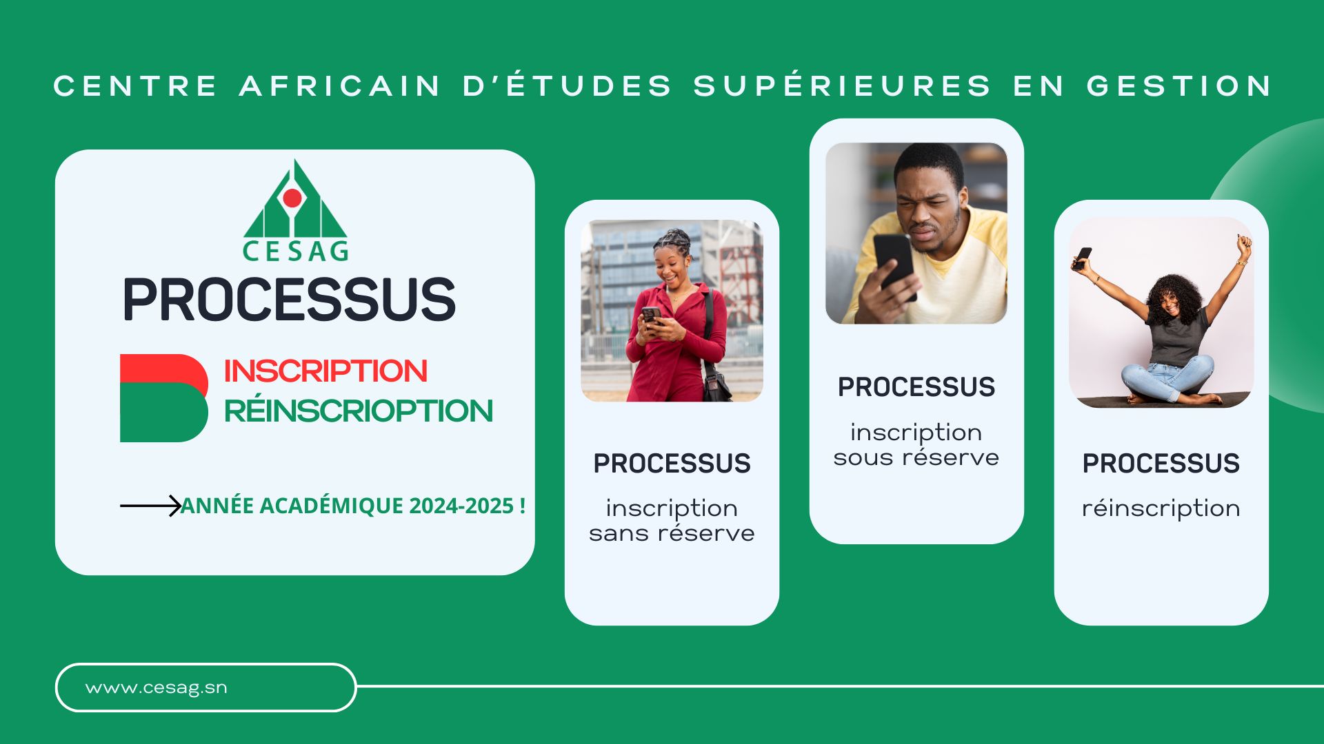 Processus d'inscription, réinscription et levée de réserve des admis  → 